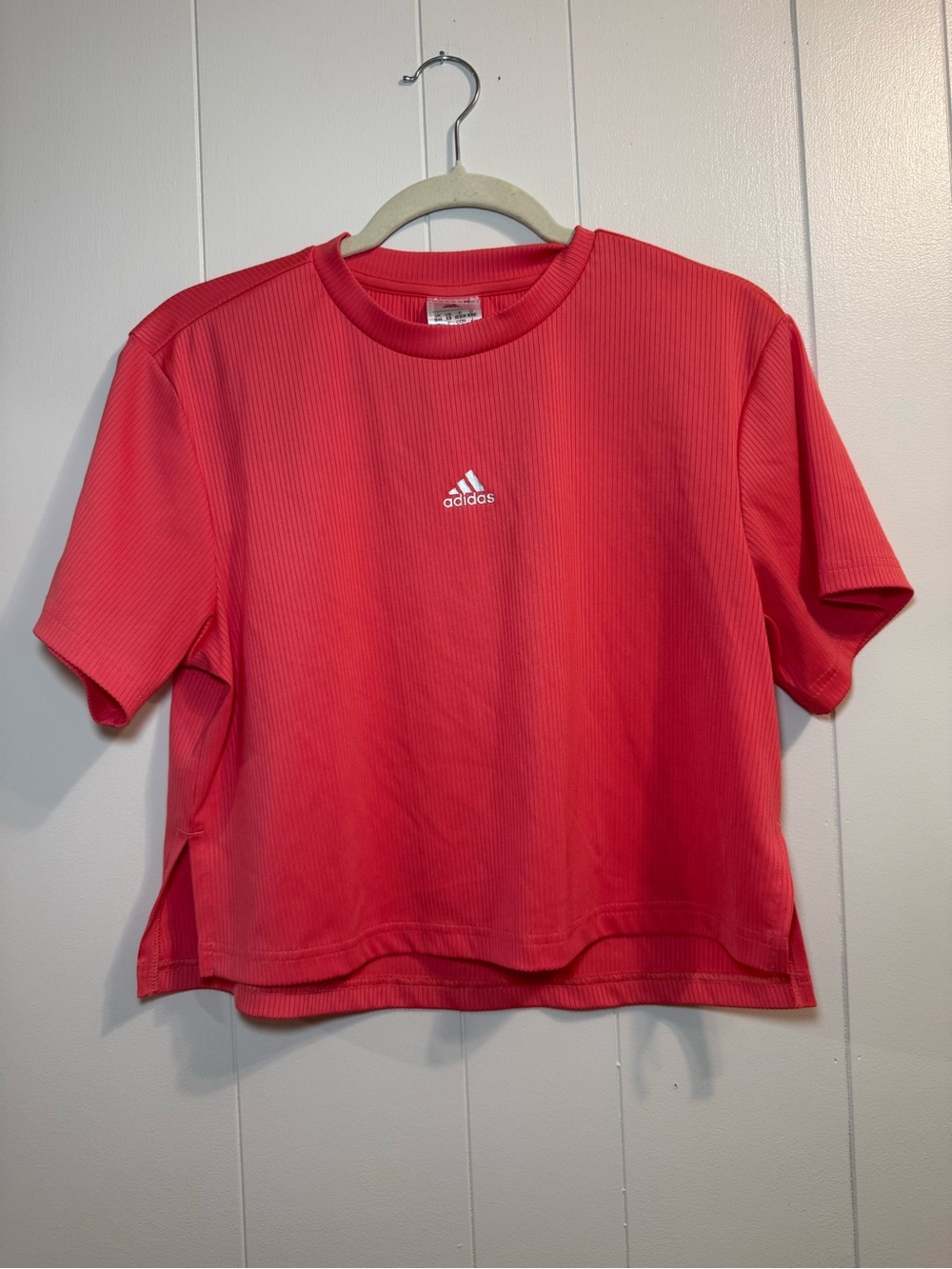 Adidas Woman’s Coral Ribbed Short Sleeve Crew Crop Top XS
